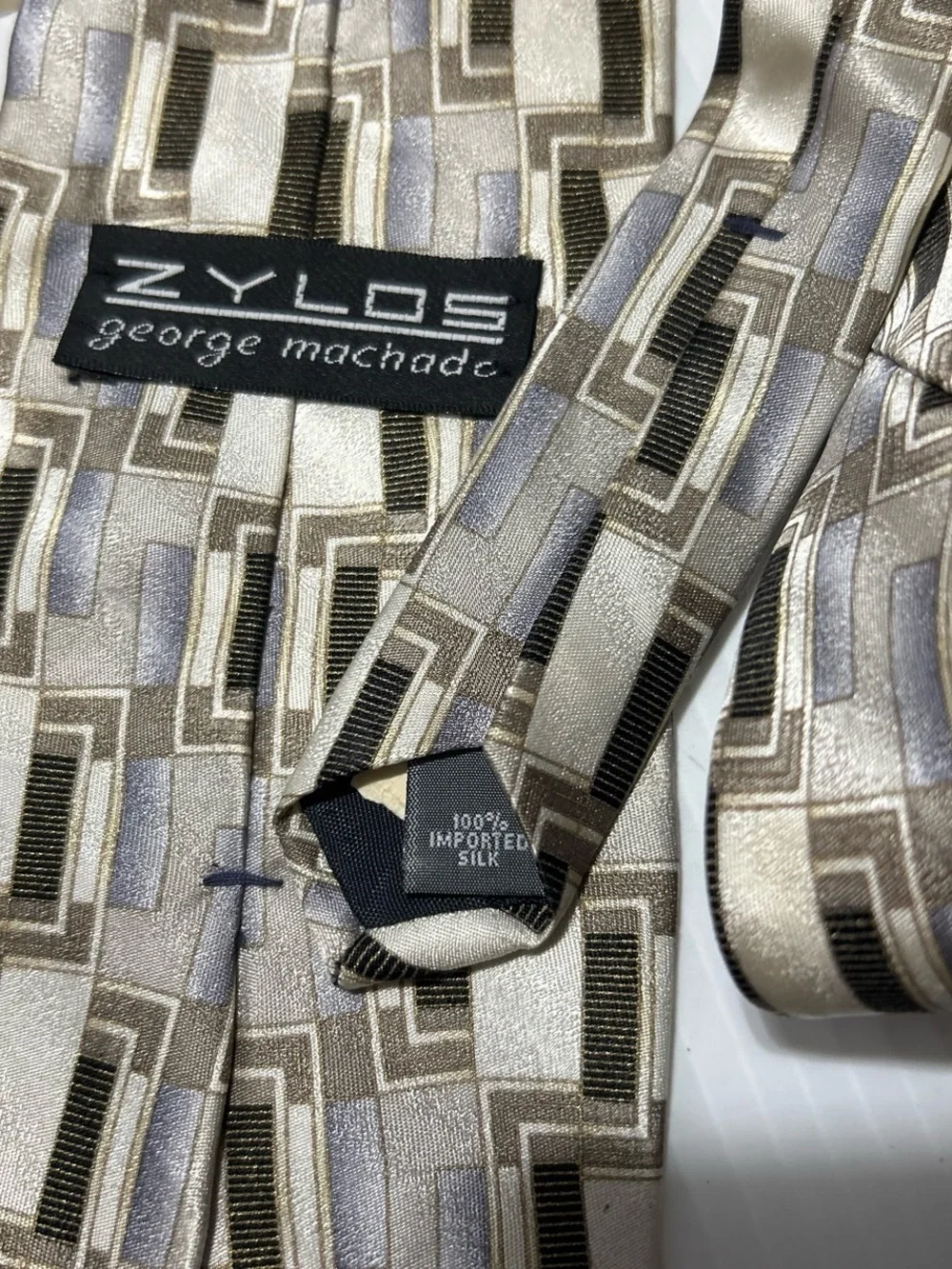 George Men's Diamond Geometric Tie - Purple, Blue & Brown Accent